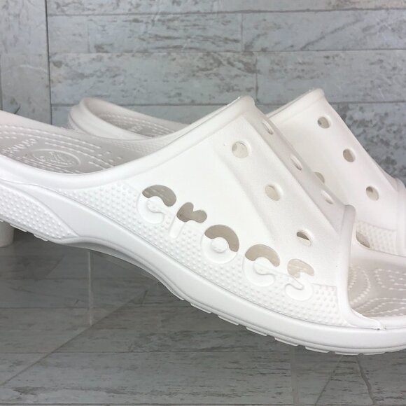 Crocs All White Baya Slides Slippers Sandals Mens size 7 /‎ Womens size 9 - Picture 7 of 8